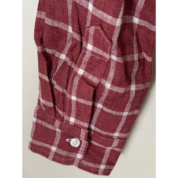 Frank & Eileen Shirt Womens XS Plaid Flannel Long Sleeve Red White Button Up - Picture 12 of 16